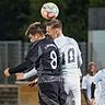 Robin Conrad (rechts) war den Tick früher am Ball. Der Kaufbeurer gewann nicht nur das Kopfballduell mit Bad Wörishofens Dennis Schießl (8), sondern schoss die SVK beim 2:0-Sieg auch in Führung.