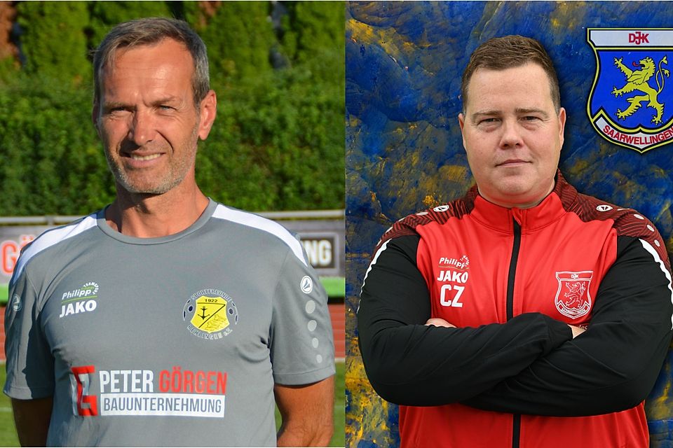Armin Leuck (FSV Saarwellingen, links) und Christian Zellner (DJK Saarwellingen, rechts)