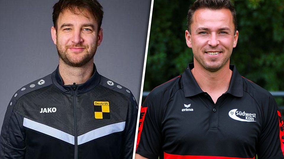 Wer hat am Ende die Nase vorn? Hannes Diekamp (li.) und Deutz 05 oder doch die DJK Südwest mit Trainer Daniel Errens (re.)?