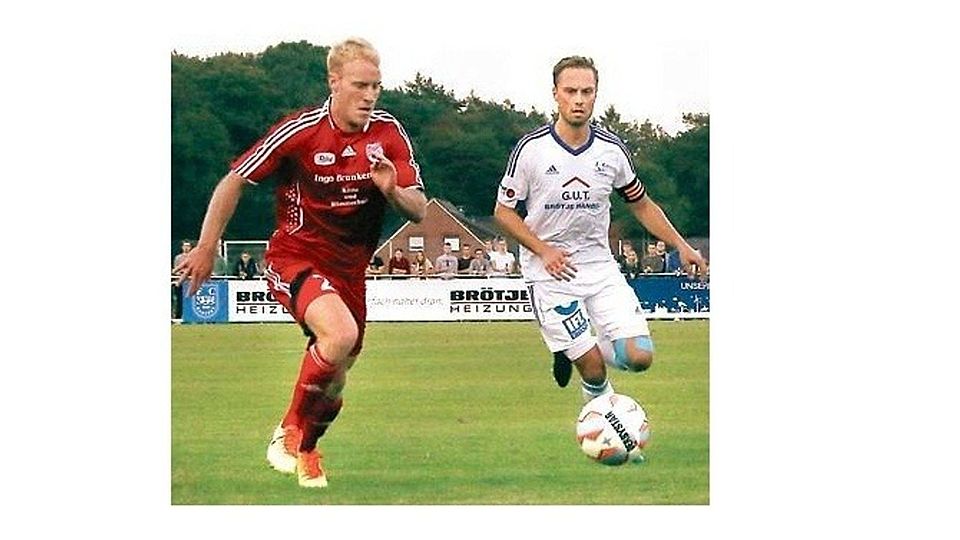 Müssen auswärts antreten: Johannes Schneider (in rot) und seine Wiefelsteder treten in  Delmenhorst an. Rastedes Kapitän Malte Schwerdtfeger gastiert beim VfB II. Puchler