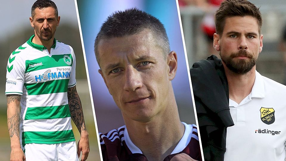 Unter anderem Roberto Hilbert (von links), Marek Mintal und der aktuelle Vilzing-Coach Thorsten Kirschbaum mischen im Januar in Regensburg mit. – Fotos: Imago Images, Montage: Würthele