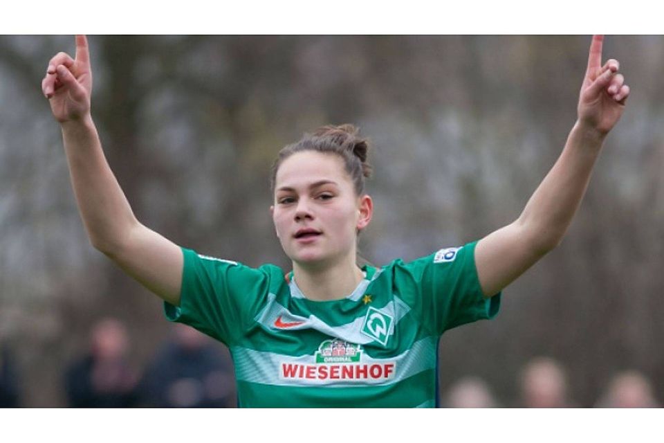 Volltreffer: Gleich drei Treffer schaffte Giovanna Hoffmann beim 6:1-Sieg von Werder Bremen in der 2. Bundesliga gegen Gütersloh. Foto: imago/foto2press