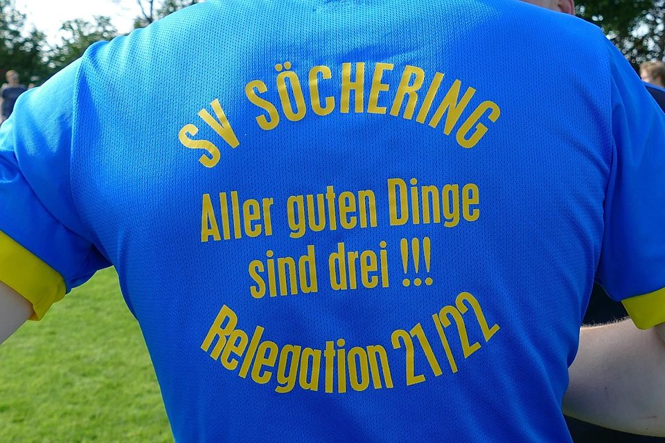 T-Shirt des SV Söchering zur Relegation zur Kreisklasse 2022.