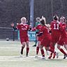 Die Frauen des HSV Langenfeld jubeln über den Heimsieg gegen den SV Walbeck. 