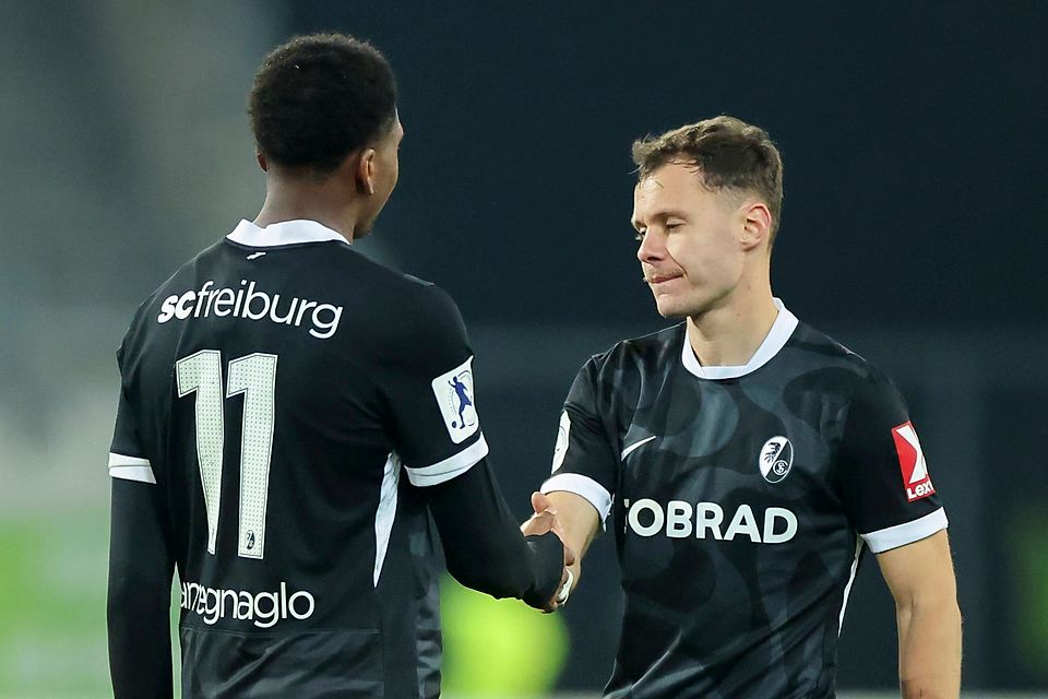 David Amegnaglo (l.) und Fabian Rüdlin gehörten am Mittwoch zu den Aktivposten des SC Freiburg II.