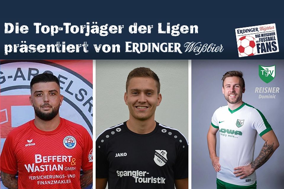 Marcel-Pascal Ebeling, Christoph Hollinger und Dominic Reisner (v.l.n.r.) sind die besten Torschützen der Landesliga Südwest.