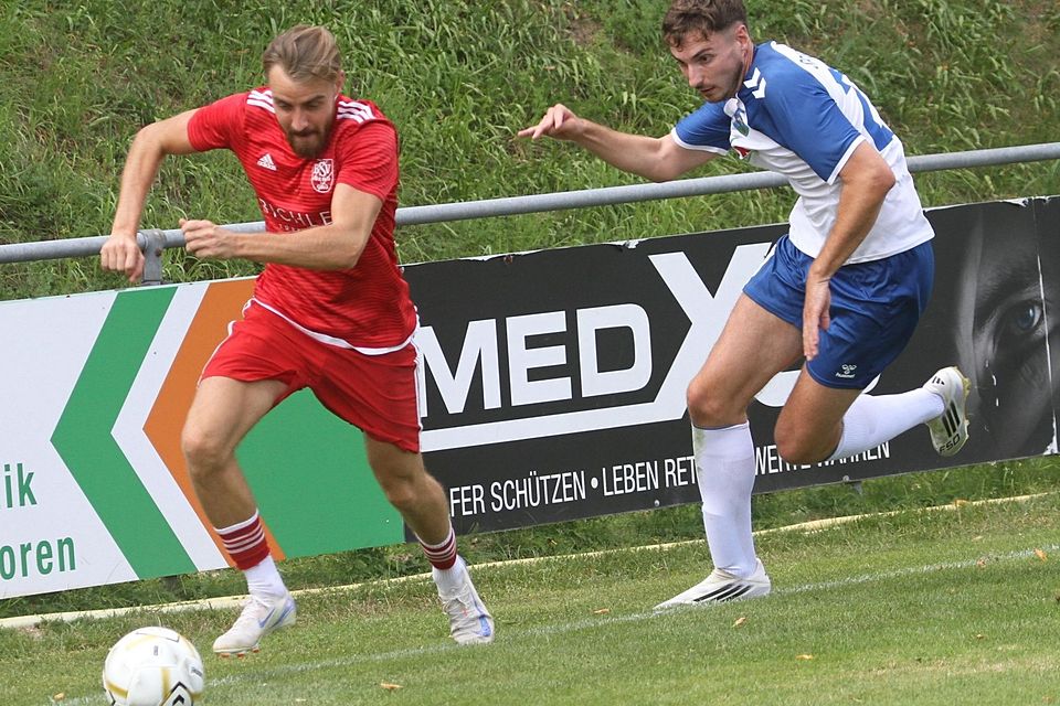 Viel hinterherlaufen mussten Maximilian Claaßen und die Sportfreunde Friedberg gegen Daniel Tkac und den BSV Berg im Gau.