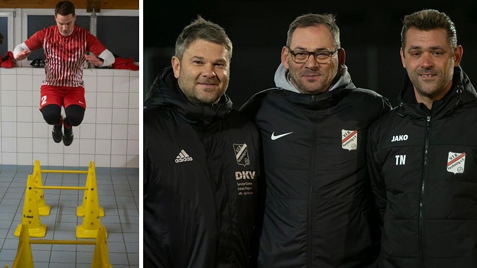 Vorbereitungsstart beim VfB: (v.l.) Florian Hahn, Abteilungsleiter Thomas Herndl und Co-Trainer Tobias Neukirch haben die Zügel in der Hand. Neuzugang Florian Pflügler (li.) meistert die ersten Einheiten.