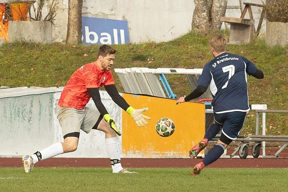 Den Führungstreffer zum 2:1 für die SF Breitbrunn markierte Samuel Eisele in der 65. Minute. Gautings Torhüter Anton Virnekäs war machtlos.