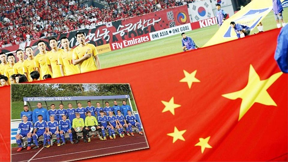 Fußball ist in China eine beliebte Sportart: Das Land will sich in der Fifa-Rangliste verbessern – und investiert deshalb kräftig in die Nachwuchsförderung. Dazu gehört auch, Mannschaften wie die U15 des FV Illertissen (kleines Bild) einzuladen. 	F.: Jeon Heon-Kyun, dpa / FVI