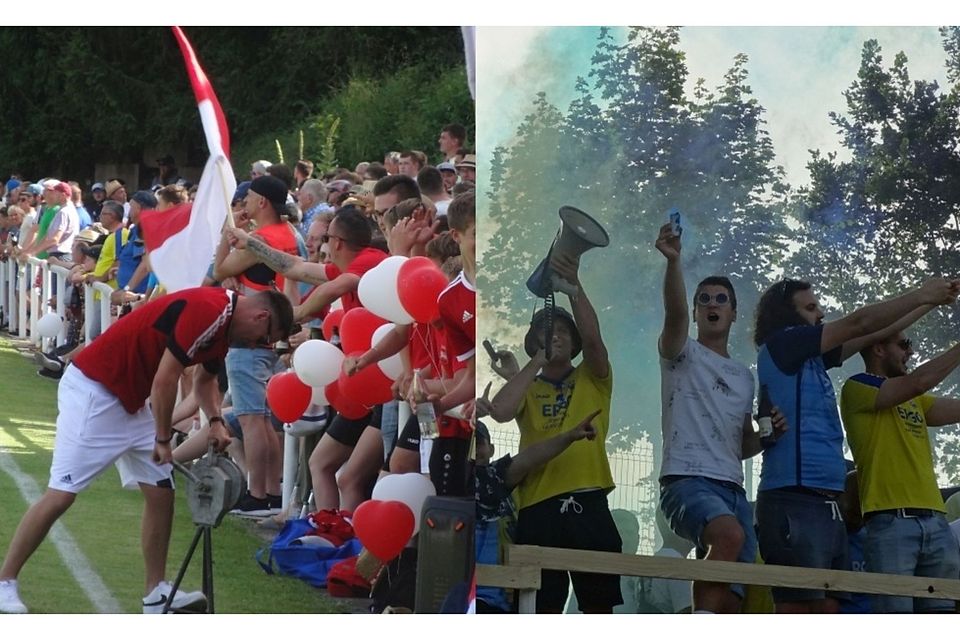 Die Fans der Zeller (rot-weiß) und des FC Wacker (blau-gelb) gaben alles