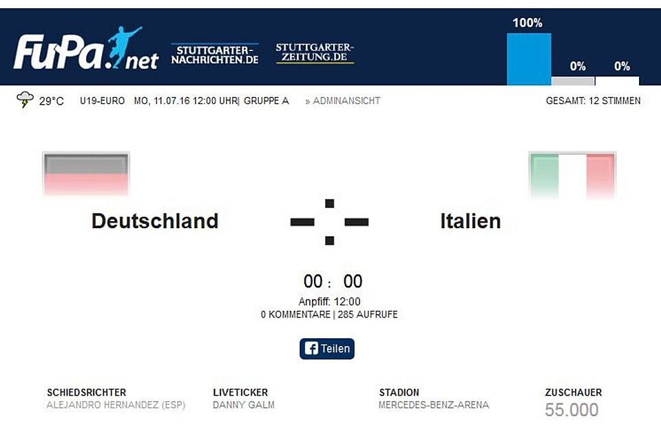 Das Auftaktspiel zur U19-Europameisterschaft Deutschland gegen Italien gibt es im LIveticker zu verfolgen.