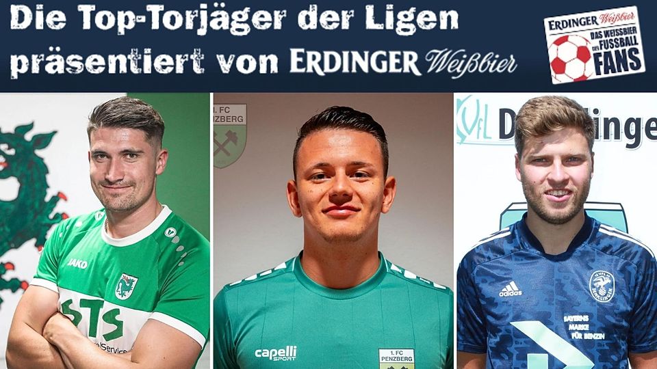 Die Top-Torjäger der Bezirksliga Süd: Georg Kutter, Dominik Bacher und Simon Ried. (v. l. n. r.)