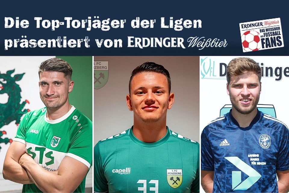 Die Top-Torjäger der Bezirksliga Süd: Georg Kutter, Dominik Bacher und Simon Ried. (v. l. n. r.)