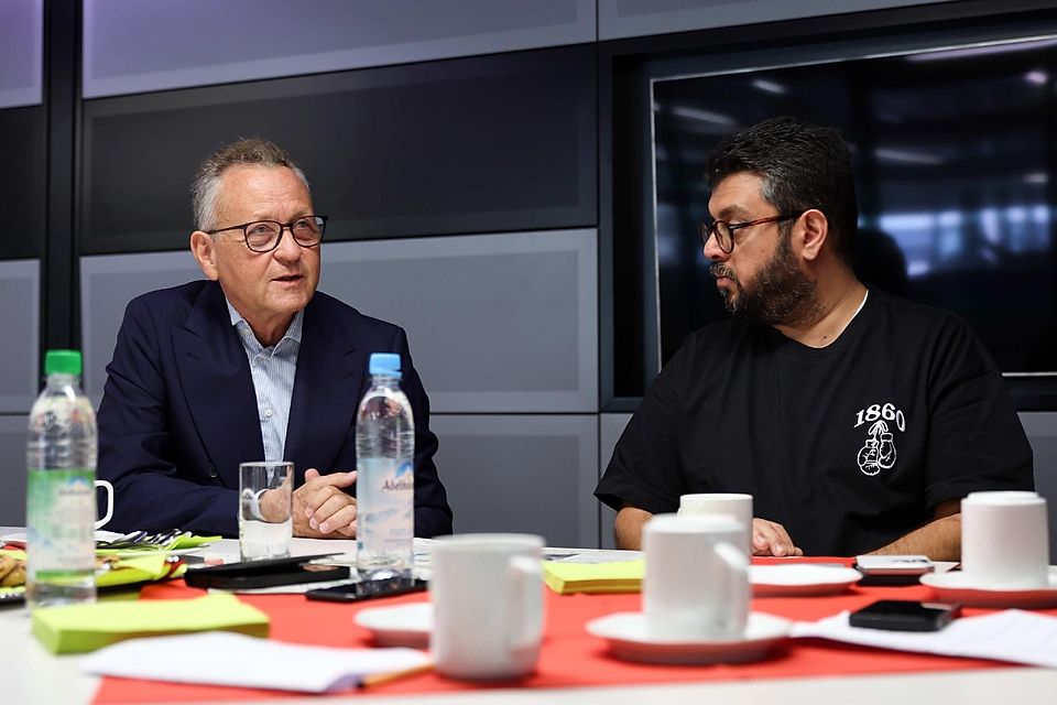 Bündnis-Kandidat Klaus Lutz (li.) und Hasan Ismaik. Bündnis-Kandidat Klaus Lutz (li.) und Hasan Ismaik.