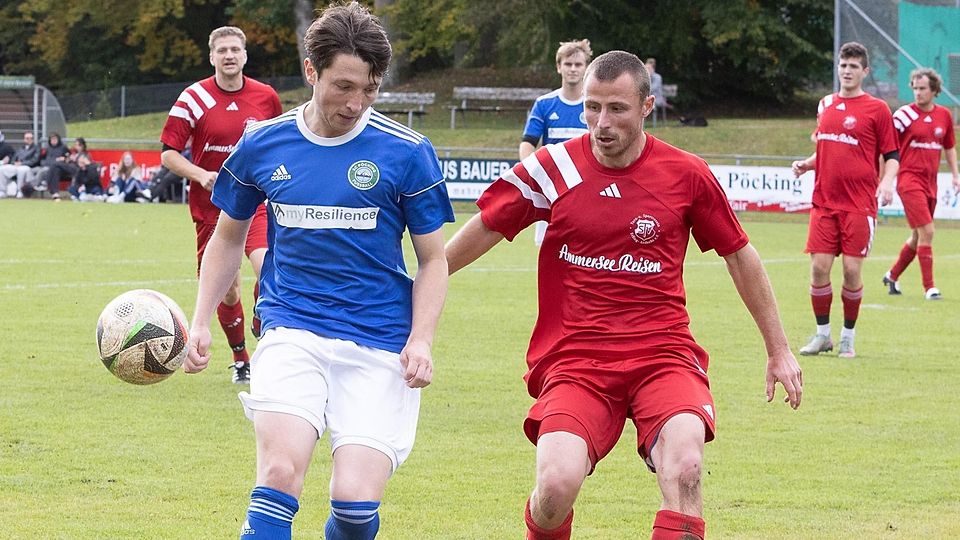 Keine Tore gab es im Derby zwischen dem SC Pöcking (l. Clemens Link) und dem TSV Erling (r. Gerardo Dörfler).