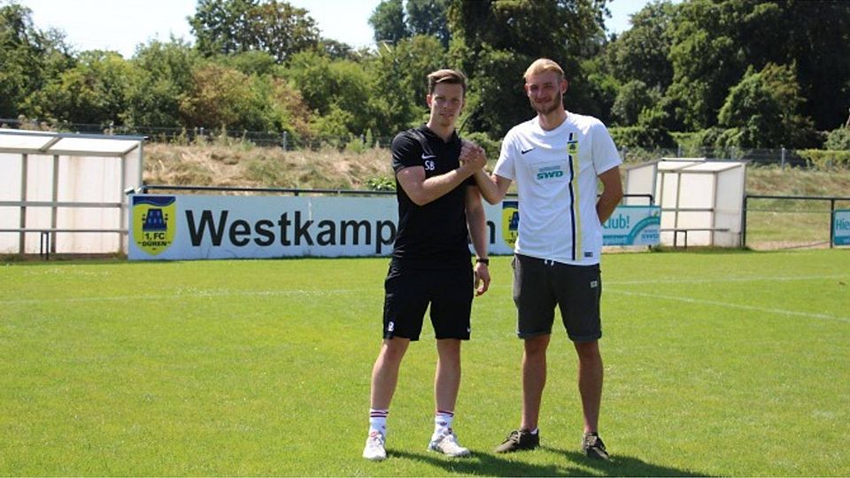 FCD-Co-Trainer Sandro Bergs und Dennis Dreyer. Foto: 1. FC Düren