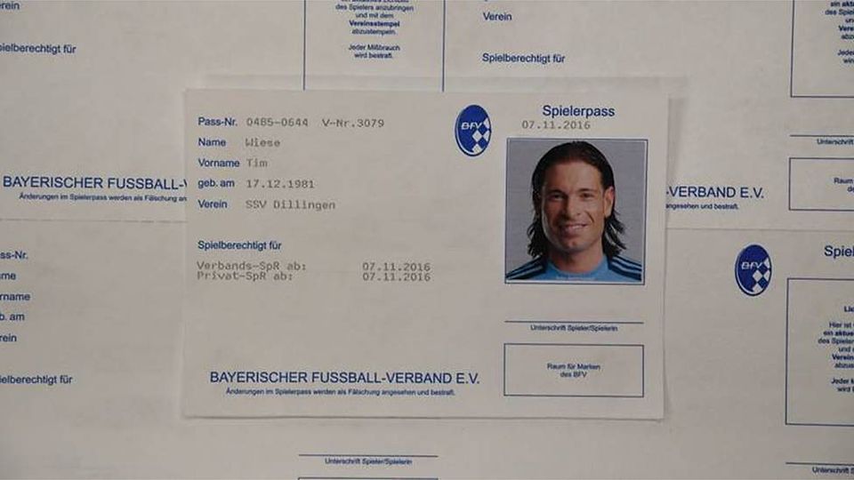 Auch Ex-Bundesligakeeper Tim Wiese erhielt 2016 einen BFV-Spielerpass ausgestellt 