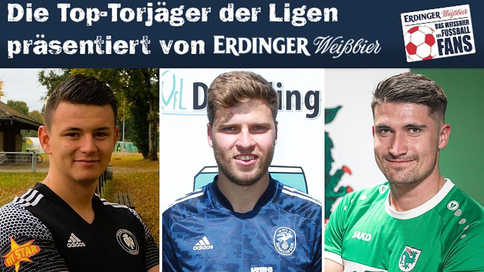 Dominik Bacher (l.), Simon Ried (M.) und Georg Kutter (r.) gehören zu den Top-Torjägern der Bezirksliga Süd.