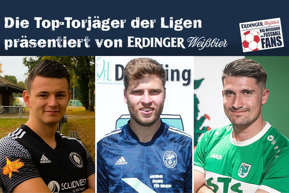 Dominik Bacher (l.), Simon Ried (M.) und Georg Kutter (r.) gehören zu den Top-Torjägern der Bezirksliga Süd.
