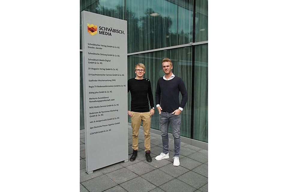 Hans Nilsson (Produkt- und Projektmanager, Schwäbisch Media Digital) mit Marco Mayer (Gesamtleitung Teamsport Ravensburg/Memmingen/Kempten, Sport Reischmann)