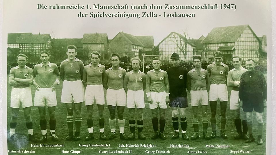 Die erste Mannschaft der Spvgg Zella/Loshausen nach der Gründung im Jahr 1947.