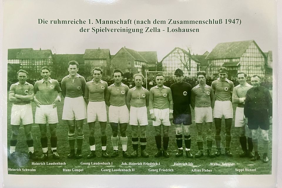 Die erste Mannschaft der Spvgg Zella/Loshausen nach der Gründung im Jahr 1947.