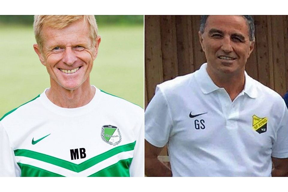 TSV-Coach Matthias Betzler (li.) und SF-Trainer Gzim Shala träumen vom Derby-Sieg. Foto:  TSV Brunnthal / SF Aying