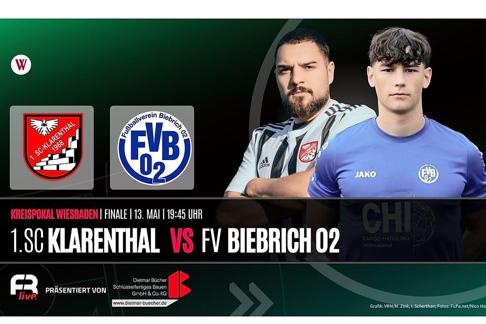 Am Mittwochabend stehen sich im Wiesbadener Kreispokalfinale der SC Klarenthal und der FV Biebrich gegenüber.
