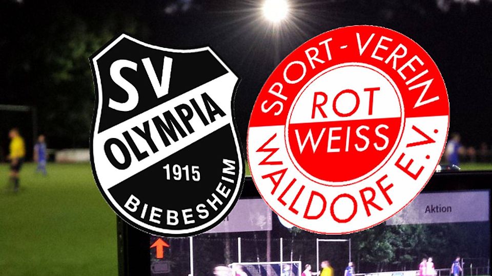 Ein spannendes Duell erwartet die Zuschauer am Donnerstag im Viertelfinale des Krombacher-Kreispokals. Olympia Biebesheim trifft auf Rot-Weiß Walldorf. Montage: FuPa