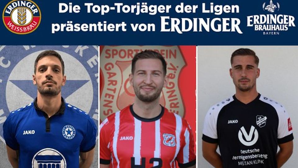 Filip Martinovic (M.) hat sich an die Spitze der Torjägerliste gesetzt. Nemanja Rancic (l.) wird durch seinen Wechsel weiter abrutschen. Den dritten Platz teilt sich Fabian Barth (r.) mit Shalva Gogia.