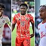 Aznou (l.), Irankunda (m.) und Kusi-Asare (r.) legten beim letzten Marktwert-Update von Transfermarkt.de besonders zu.