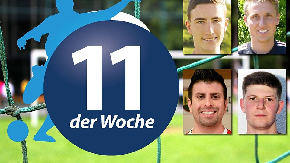 In die FuPa-Elf der Woche haben es diesmal (oben von links) Max Schicketanz (TSV  Königsbrunn), Julian Thalmeir (SV Echsheim) und (unten von links) Marco Monatzem (TSV Welden) sowie Thomas Walter (FC Hochzoll) geschafft.