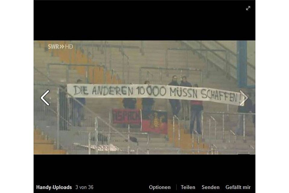 Das Banner der Aspacher Fans in Bielefeld. Foto: Screenshot