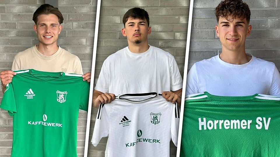 Yannis Zechmeister, Luca Noll und Mats Flock (v.l.) verstärken den Horremer SV.