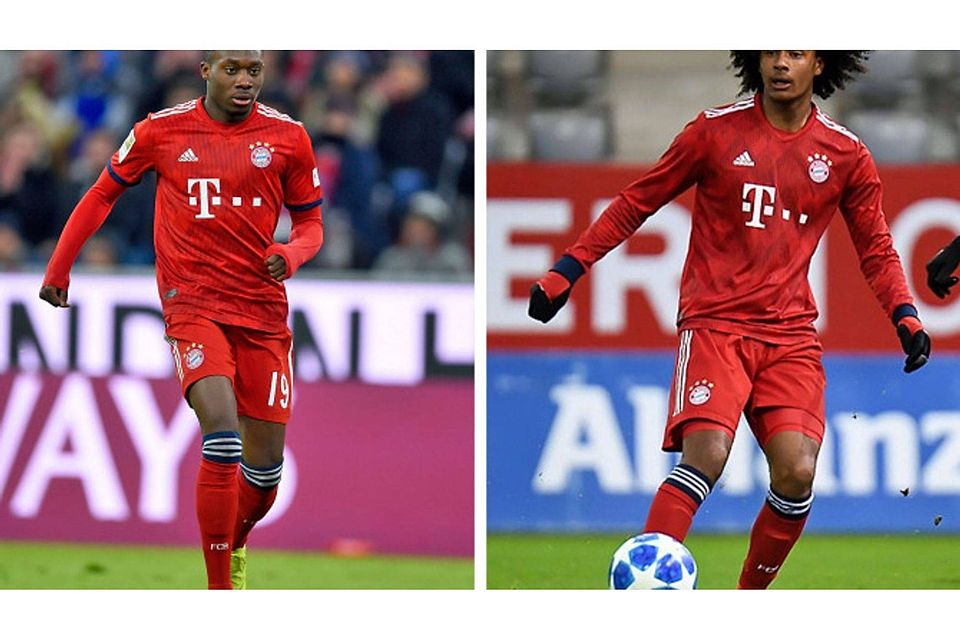 Alphonso Davies (li.) und Joshua Zirkzee wurden vom FC Bayern für die Champions League nachnominiert. mis / Sven Leifer