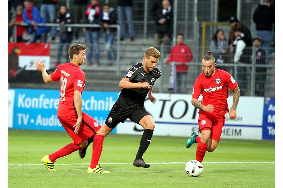 Lucas Höler traf zum 1:0 – der SV Sandhausen gewann die Testpartie gegen Eintracht Frankfurt schließlich mit 3:1.  Foto: SVS