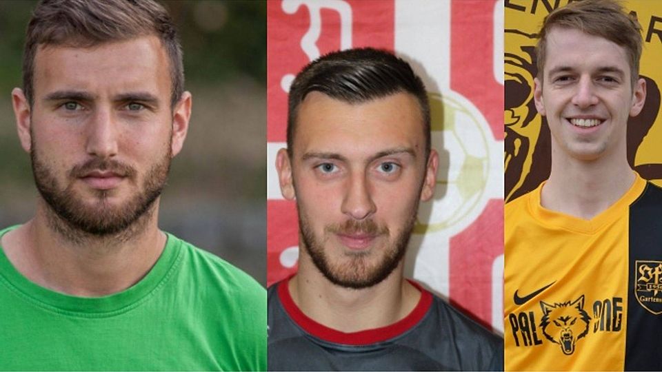 Cem Kuloglu (l.), Luka Stanisic (m.) und Pascal Eckert sind die treffsichersten Stürmer der Kreisliga Mannheim.