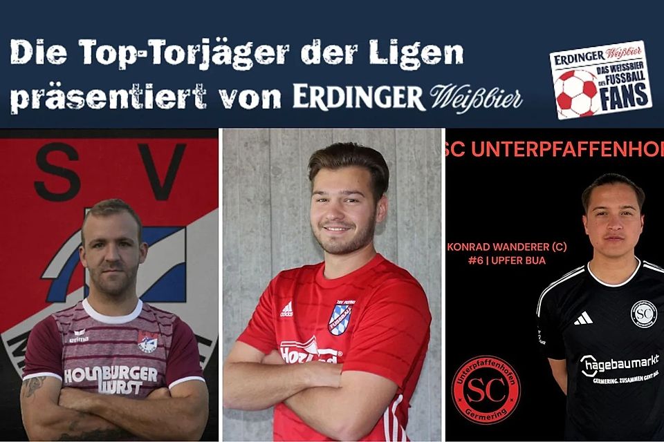 Matthias Lotter (m.) führt die Torschützenliste vor Josef Sontheim (l.) und Konrad Wanderer an.