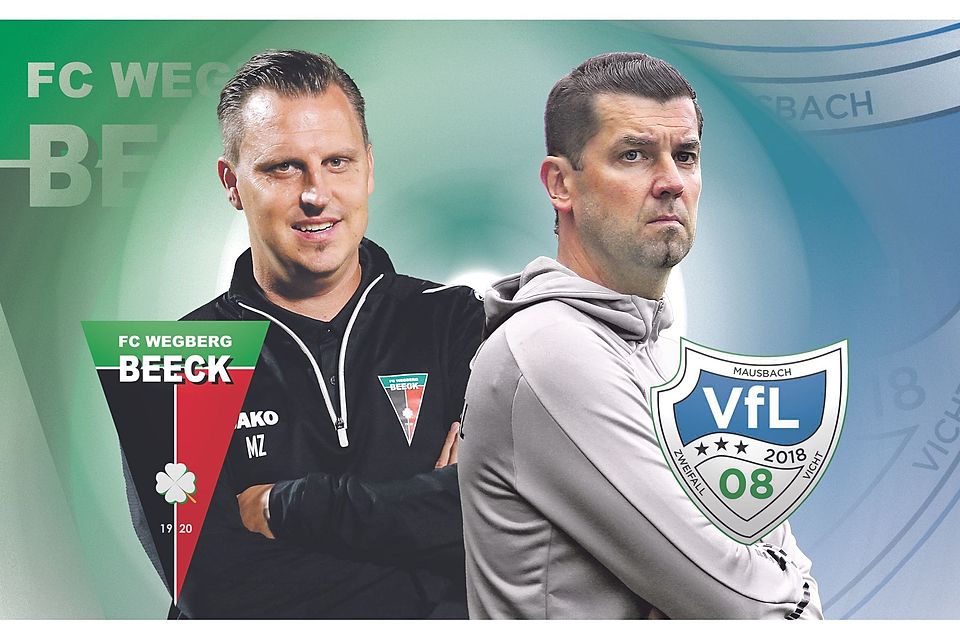 Ein Derby in der Mittelrheinliga, das auch ein Trainerduell ist: Mark Zeh (links) empfängt mit dem FC Wegberg-Beeck den VfL Vichttal und Andi Avramovic.