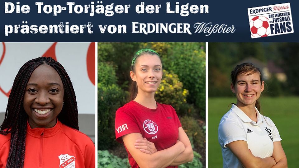 Geteilte Führung: Verena Graf (m.) und Fridos Tomangbe (l.) mit sechs Toren, Maria Zeller (r.) mit fünf Toren.