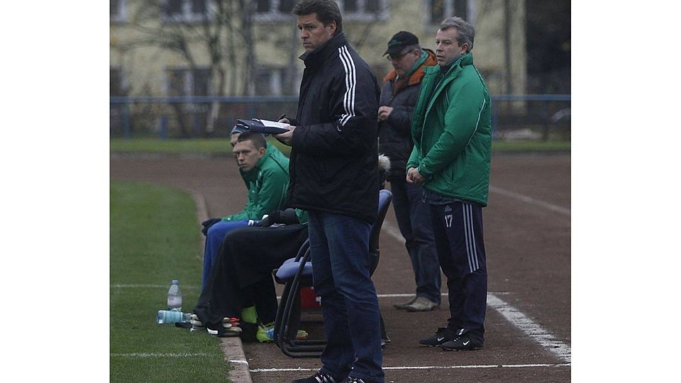 Bündeln die Kräfte für den Klassenerhalt: SVN-Chefcoach Jens Klische (li.) und der Sportliche Leiter Stephan Mohr. Archivfoto: Udo Parker