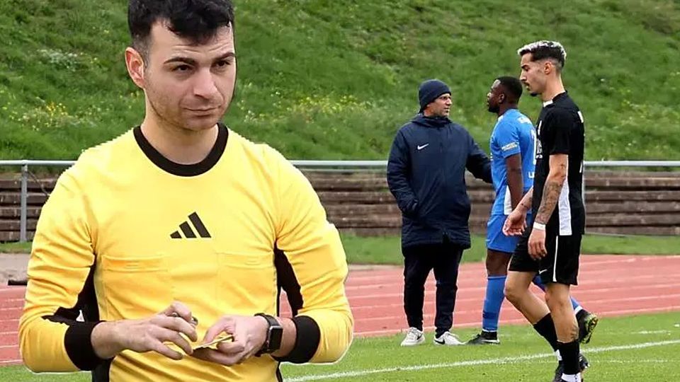Schiedsrichter Manuel Abbondanza vom Hessischen Fußballverband schickte Pedro Teixeira (rechts) und Levi Mukamba nach einer Viertstunde für zehn Minuten vom Platz. Sehr zum Ärger auch von Eintracht-Trainer Thorsten Effgen.
