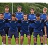 (v.l.:) Trainer Thomas Bertels, Kerem Yalcin, Fedya Babak, Hassan Mohammad, Lenn Spremberg, Lucas Kiewitt, Arne Zajaczek, Luca Löwelt, Lenny Hennig, Henrik Koch und Sportlicher Leiter NLZ Ayhan Tumani.