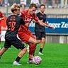 Der FC Memmingen (in rot) und die SpVgg Unterhaching lieferten sich ein sehr intensives Spiel 