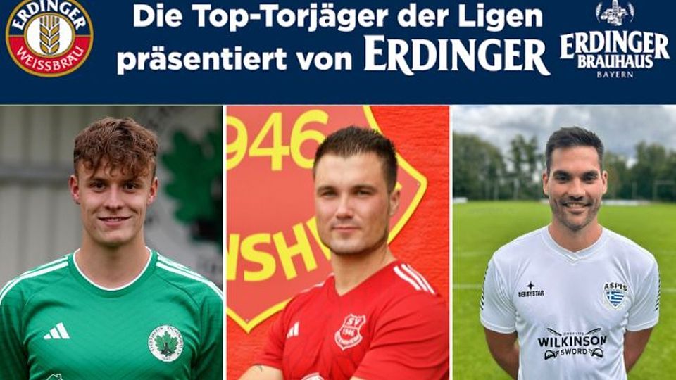 Enges Rennen in den Donau/Isar Kreisklassen: Benedikt Vollnhals (mi.) führt die Torjägerliste an. 