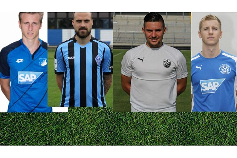 Diese vier Spieler stehen in einer FuPa-Elf der Woche. V.l.: Joshua Mees, Ali Ibrahimaj, Beniamino Fellini sowie Philipp Leimenstoll.