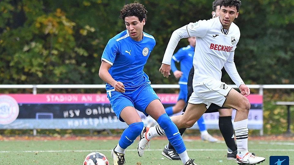 Amin Bouchra (blau) wechselt im Sommer aus der U19 des Hombrucher SV zur SpVgg Erkenschwick.