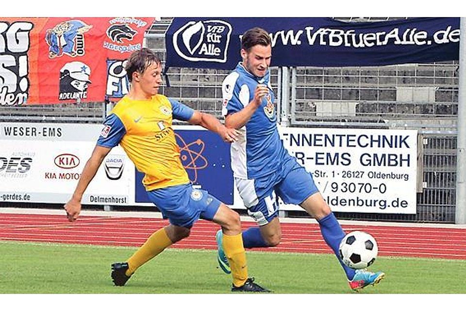 Erfolgreicher Start der vergangenen Saison: Am 4. August 2013 bezwang Kevin Samide (rechts) mit dem VfB die U?23 aus Braunschweig zu Hause mit 2:0. Piet Meyer