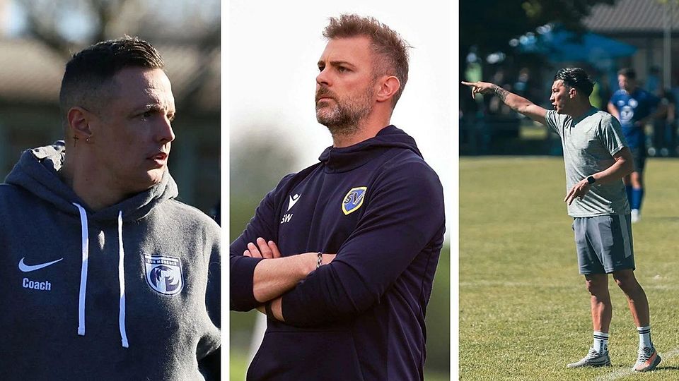 Freuen sich auf eine spannende Landesliga-Saison: SVN-Trainer Dennis Magro (l.), Dornach-Trainer Sebastian Wastl (m.) und Aubing-Trainer Patrick Ghigani (r.).